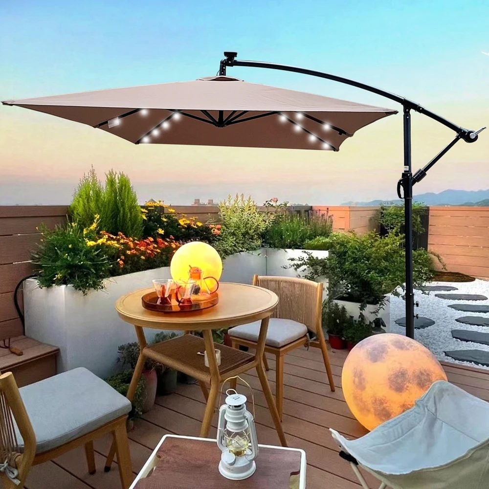Solar Powered Led Patio Umbrella, 8 Ribs