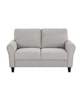 Simplie Fun Transitional Sand Fabric Loveseat with Attached Cushion