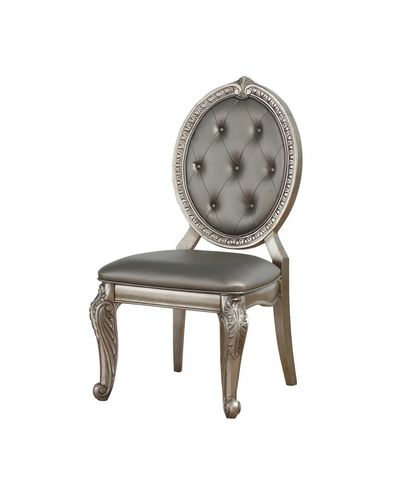 Simplie Fun Northville Side Chair (Set of 2) In Pu & Antique Silver