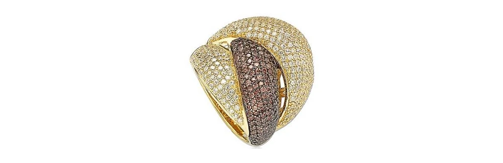 Suzy Levian New York Sterling Silver Cubic Zirconia Pave Crossover Ring