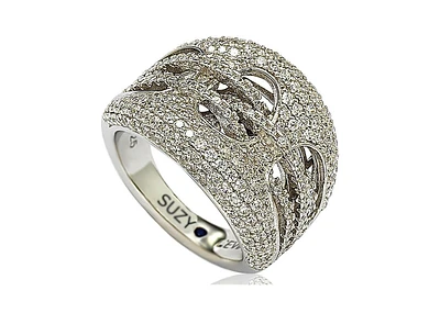 Suzy Levian New York Suzy Levian Sterling Silver Cubic Zirconia Pave Interlaced Ring