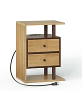 Simplie Fun Bedside table with Usb charging ports