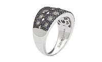 Suzy Levian New York Sterling Silver Cubic Zirconia Blue & White Mosaic Ring