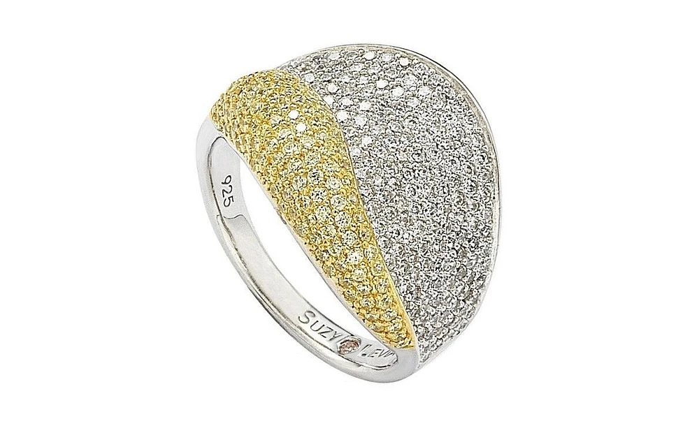 Suzy Levian Sterling Silver Cubic Zirconia Pave Wave Ring