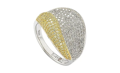 Suzy Levian Sterling Silver Cubic Zirconia Pave Wave Ring