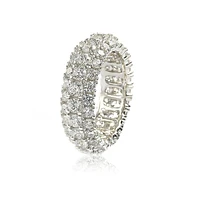 Suzy Levian Sterling Silver Cubic Zirconia 3 Row White Eternity Band