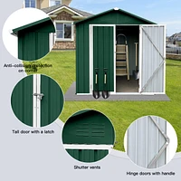 Outdoor Storage Sheds 4FTx6FT Apex Roof Green+White