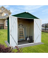 Outdoor Storage Sheds 4FTx6FT Apex Roof Green+White