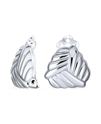 Bling Jewelry Geometric Twist Love Knot Clip On Earrings For Women Polish Shine Non Pierced Ears .925 Sterling Silver Alloy Clip