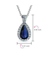 Bling Jewelry Classic Jewelry Pear Shape Solitaire Teardrop Halo 15CT Cz Green Pendant Necklace Prom smaid Rhodium Plated