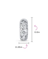 Bling Jewelry Open Heart Cut Out Filigree Endless Huggie Small Hoop Earrings For Women Hinged Sterling Silver