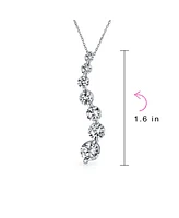 Bling Jewelry Classic Solitaire Round Cubic Zirconia Cz Love Is A Journey Pendant Necklace For Women Sterling Silver