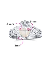 Bling Jewelry Bff Celtic Irish Friendship Couples Promise Created Synthetic Opal Claddagh Ring For Women Sterling Silver