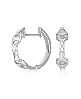 Bling Jewelry Equestrian Equine Horse Gift Cowgirl Snaffle Horse bit Hoop Earrings For Women Hinge Sterling Silver .75" Diameter