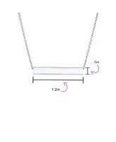 Bling Jewelry Message Initials Simple Geometric Minimalist 3 Sided Tube Horizontal Bar Pendant Necklace For Women Sterling Silver