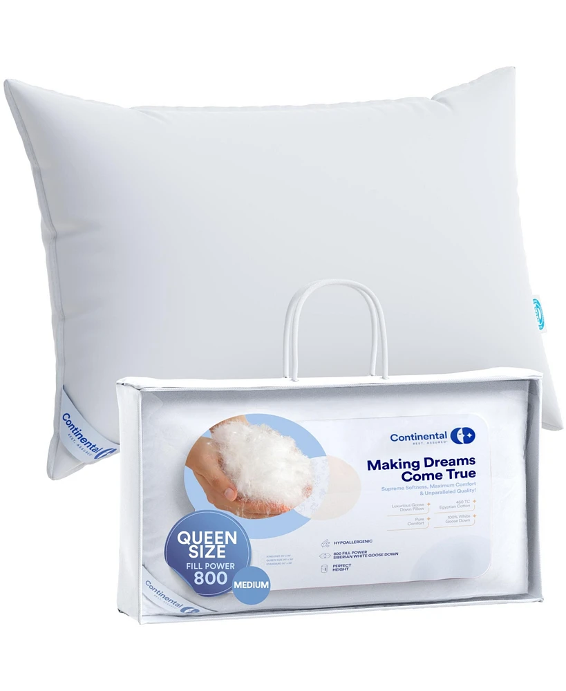 Continental Bedding Siberian Luxury Down Pillows Queen Size Pack of 1