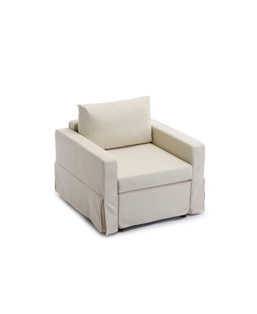 Simplie Fun Single Seat Module Sofa Sectional Couch Seat Cushion And Back Cushion Removable And Washable, Cream