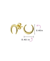 Bling Jewelry Tribal Style Minimalist Horn Crescent Luna Waning Half Moon Earrings Gold Plated Sterling Silver