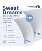 Continental Bedding Luxury Down Pillows Standard Size Pack of 1 - 550FP Firm