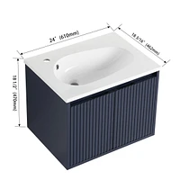 24" Floating Bathroom Vanity With Drop-Shaped Resin Sink