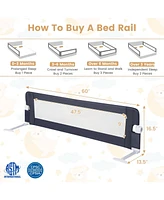 Slickblue Kids 60-Inch Foldable Bed Rail Swing Down Guard with Adjustable Safety Strap