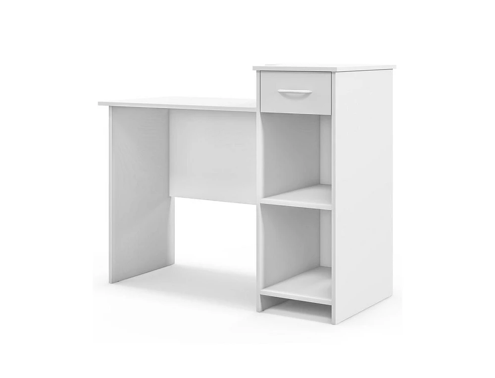 Slickblue Computer Desk Modern Laptop Pc Desk with Adjustable Shelf and Cable Hole-White