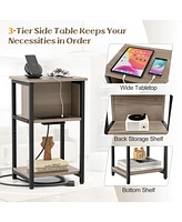 Slickblue 3-Tier End Table with Usb Ports & Power Outlets-2 Pieces