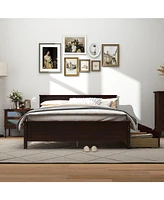 Slickblue Full Bed Frame with Storage Drawers and Solid Wood Headboard