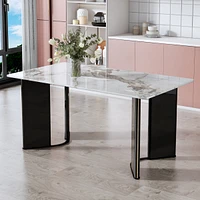 Streamdale Furniture White marble dining table with gold accents