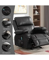 Streamdale Furniture Oversized Rocking Recliner with Cup Holders, Massage & Heat