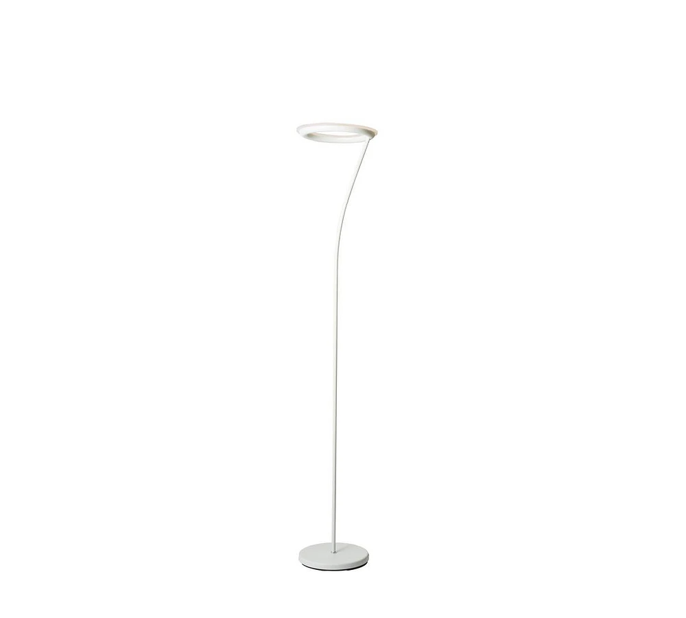 Streamdale Furniture 73" Tall Metal Torchiere Floor Led Lamp With Halo Design, Matte White Finish