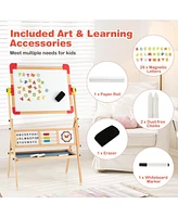 Slickblue 3-in-1 Wooden Art Easel for Kids with Drawing Paper Roll