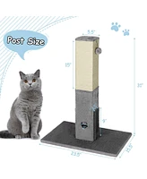 Slickblue 31 inch Tall Cat Scratching Post Claw Scratcher with Sisal Rope and 2 plush Ball-Gray