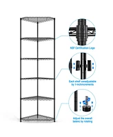 Adjustable Metal Corner Shelf for Bathroom, Living Room, Kitchen - Black