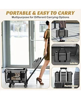 Slickblue Rolling Cat Carrier with Dual-use Pads and Litter Bag-Grey