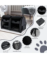 Slickblue Double Compartment Pet Carrier with 2 Removable Hammocks