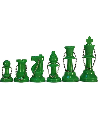 We Games Keychain Bag Tag Chess Pieces - Includes 17 Orange