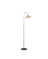 Streamdale Furniture 64.25" In Industrial Farm Pendant Cage Satin Matte Gold/White Metal Floor Lamp