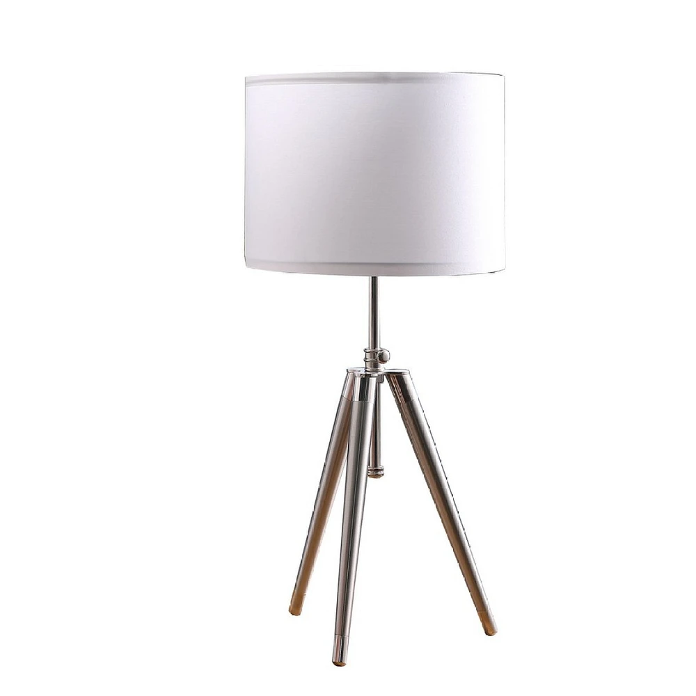 Streamdale Furniture 34.25" - 29.25" In Mid-Century Adjustable Tripod Chrome/Silver Metal Table Lamp