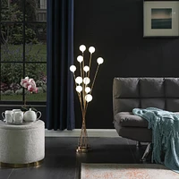 Streamdale Furniture 46" In 11-Light Acrylic Globe Aluminun Led Chrysanthe Yellow Gold Metal Floor Lamp