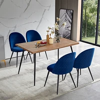 Dining Chair, Navy Blue Velvet, Metal Black legs, Set of 4 Side Chairs(Only 4 Chairs)