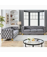 Streamdale Furniture Modern Grey Velvet Sofa Set with Metal Legs