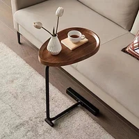 2 Pieces Brown Cshaped Side Table, Small Sofa Table For Small Spaces, Living Room, Bedroom