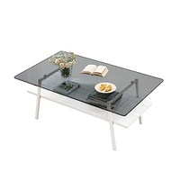 Modern Gray Glass Coffee Table
