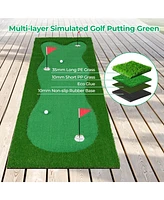 Costway 10 x 5 Ft Golf Putting Green Professional Golf Training Mat with 2 Golf Balls