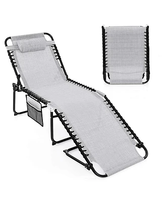 Costway Patio Folding Chaise Lounge Chair Portable Sun Lounger with Adjustable Backrest