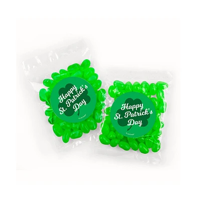 Just Candy 12 Pcs St. Patrick's Day Candy Party Favors Green Jelly Bean Goodie Bags with Stickers - Assorted pre