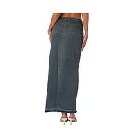 Edikted Women's Lexy Washed Denim Maxi Skirt