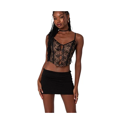 Edikted Women's Adira Lace Keyhole Coreset Top