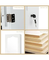 Sugift Door Hanging Mirror Jewelry Armoire with Full Length Mirror and 6 Drawers